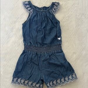 Guess Denim Blue Embroidered Girls' Romper